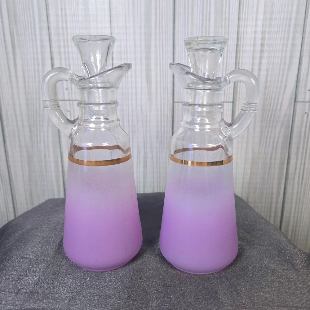 Vtg Anchor Hocking Purple Blendo  Purple Glass Salad Bowl‎ Cruets Shakers Retro